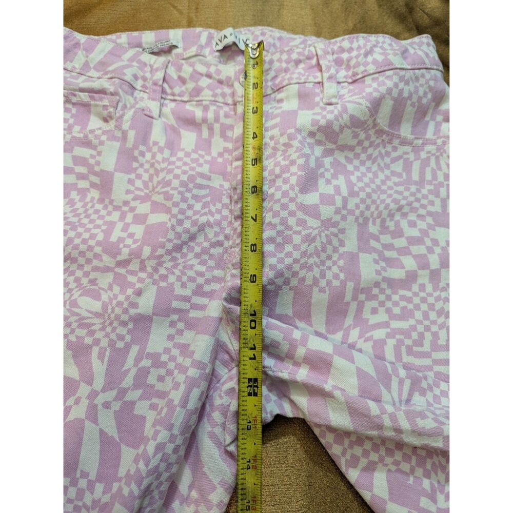 Ava & Viv High Rise Slim Straight Jeans 16 Pink Op Art 26" Inseam - Picture 5 of 7